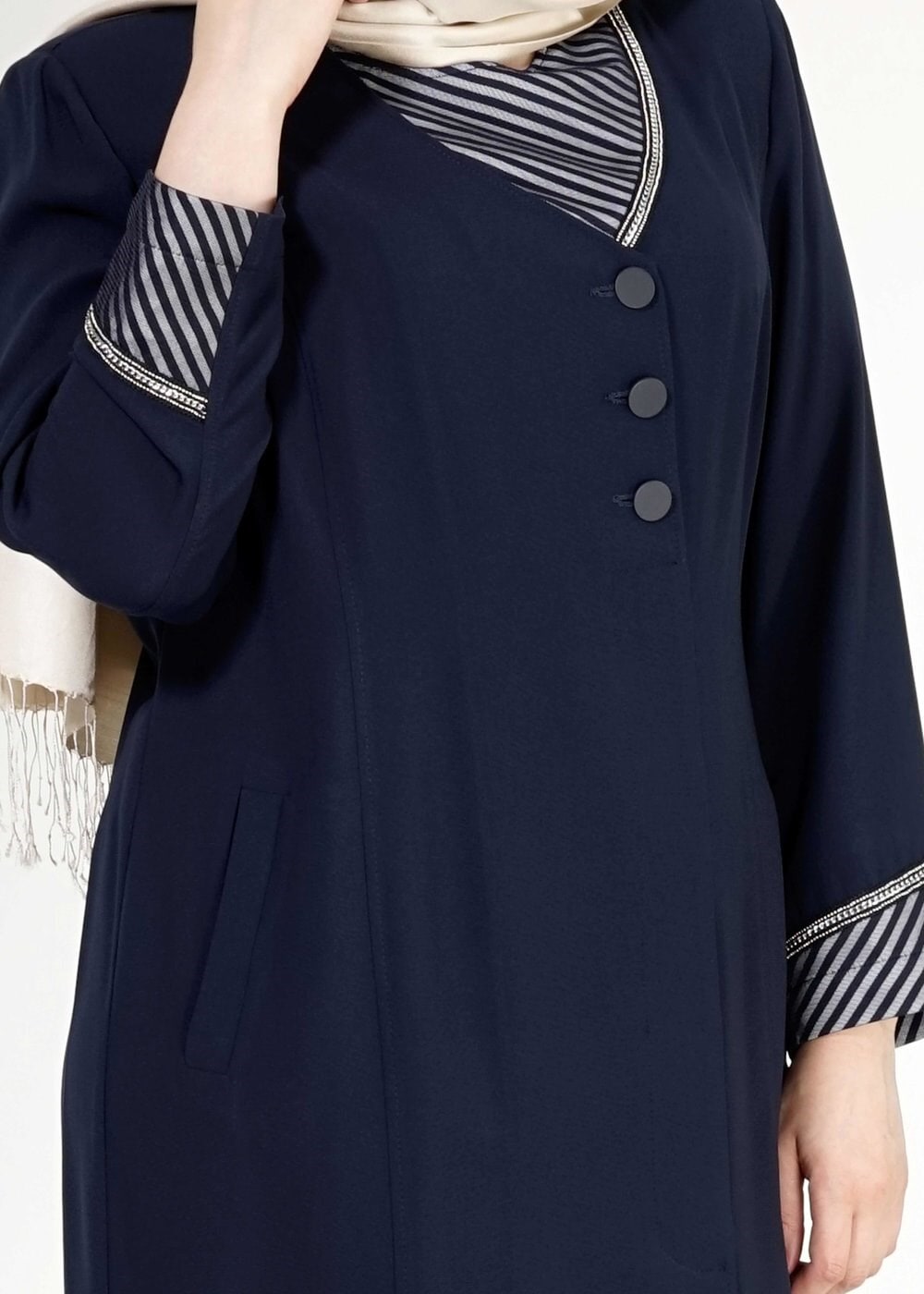Hijab clothing NAVY BLUE 1587 Esma Tesettür Trench