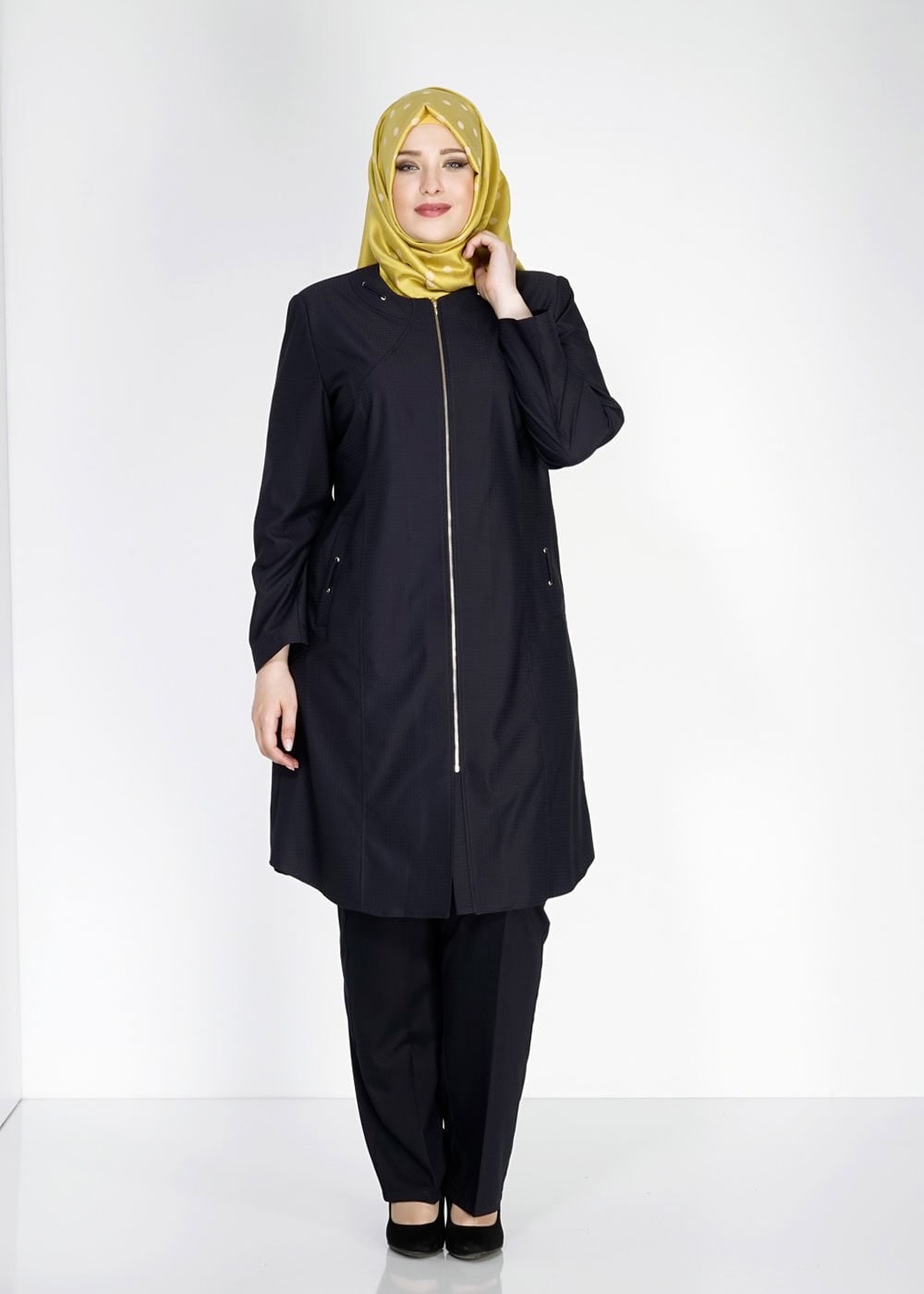 Tesettür giyim LACİVERT 1529-1 Söğüt Tesettür Trench