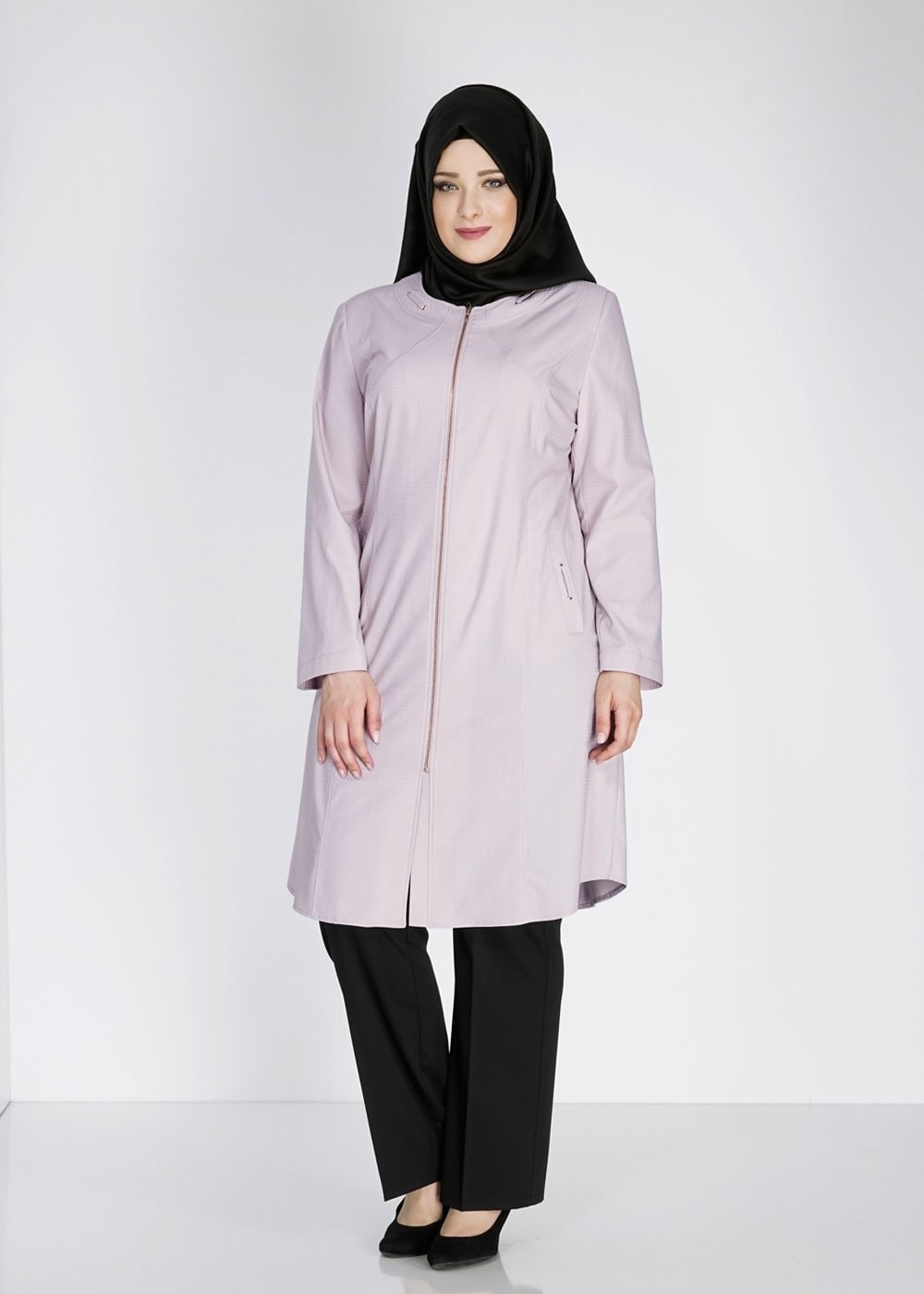 Tesettür giyim PUDRA 1529-1 Söğüt Tesettür Trench