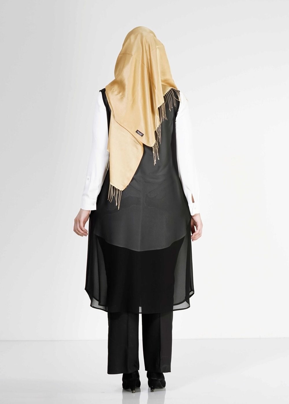 Hijab clothing BLACK 2468 New Multi Tesettür Şifon Yelek
