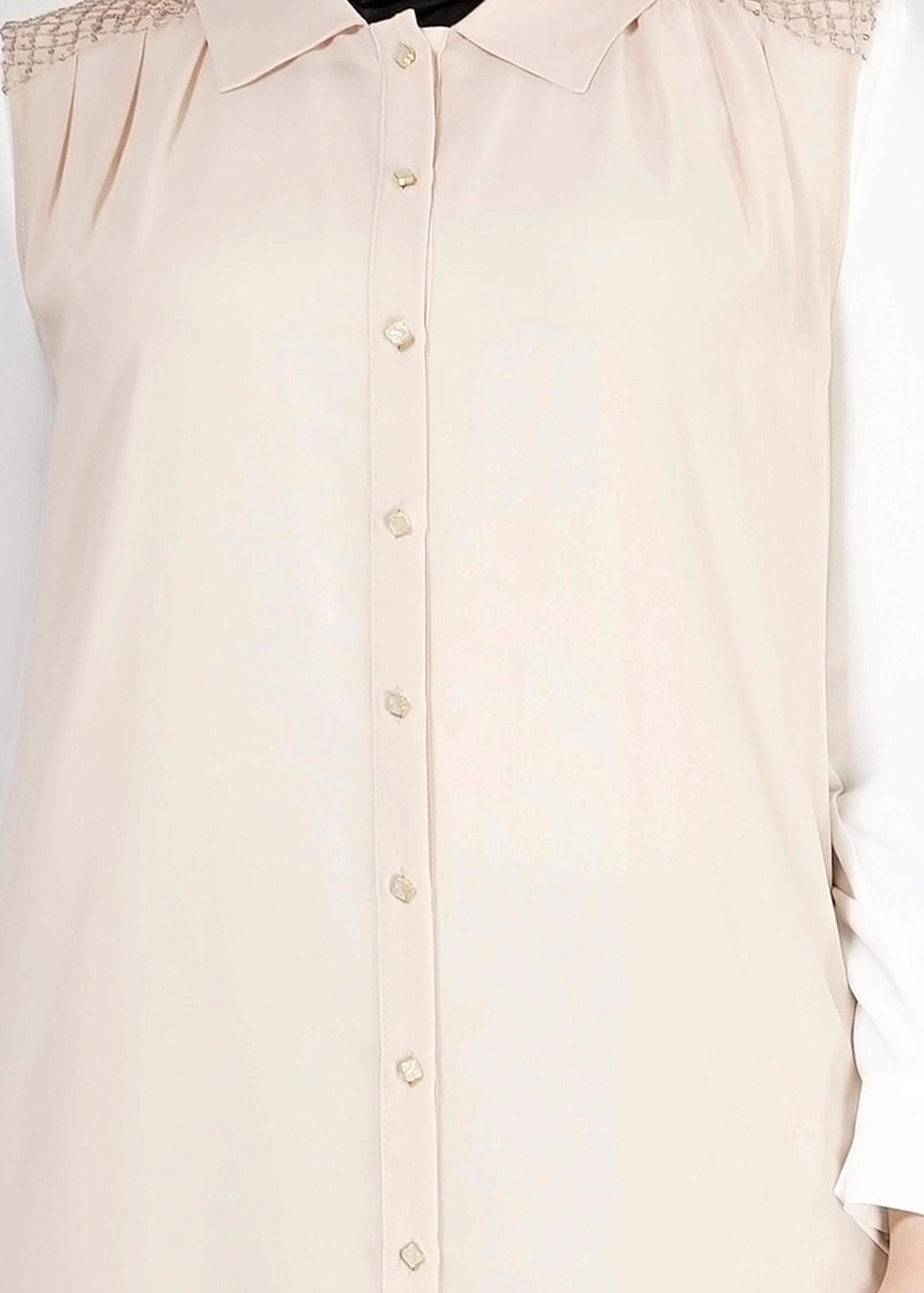 Hijab clothing BEIGE SHIRT COLLAR CHIFFON VEST 2468