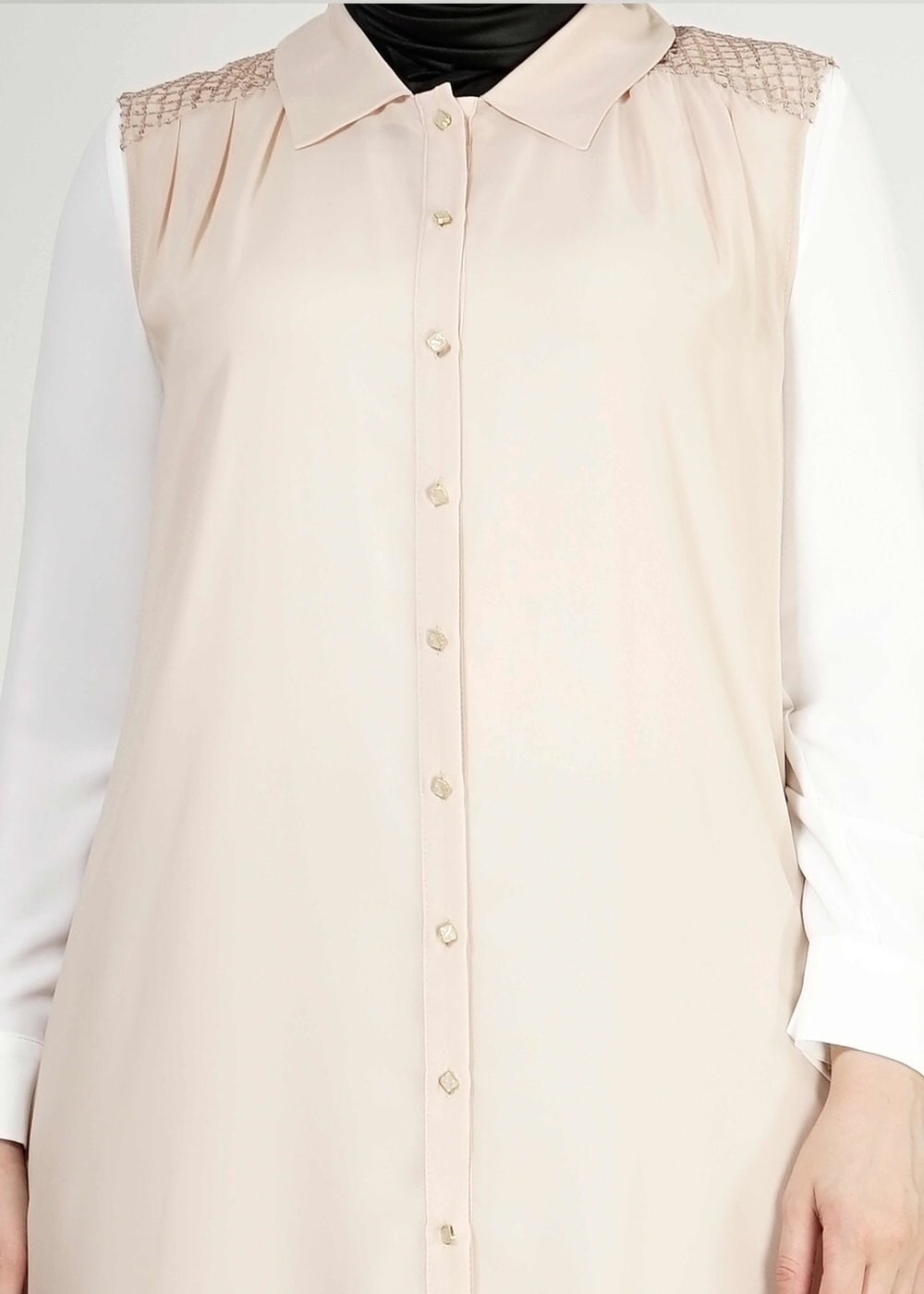 Vêtements hijab BEIGE 2468 New Multi Tesettür Şifon Yelek