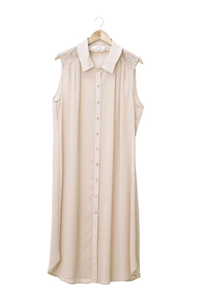 Hijab clothing BEIGE 2468 New Multi Tesettür Şifon Yelek - ALVİNA