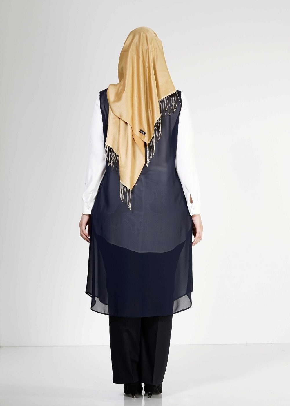 Tesettür giyim LACİVERT 2468 New Multi Tesettür Şifon Yelek