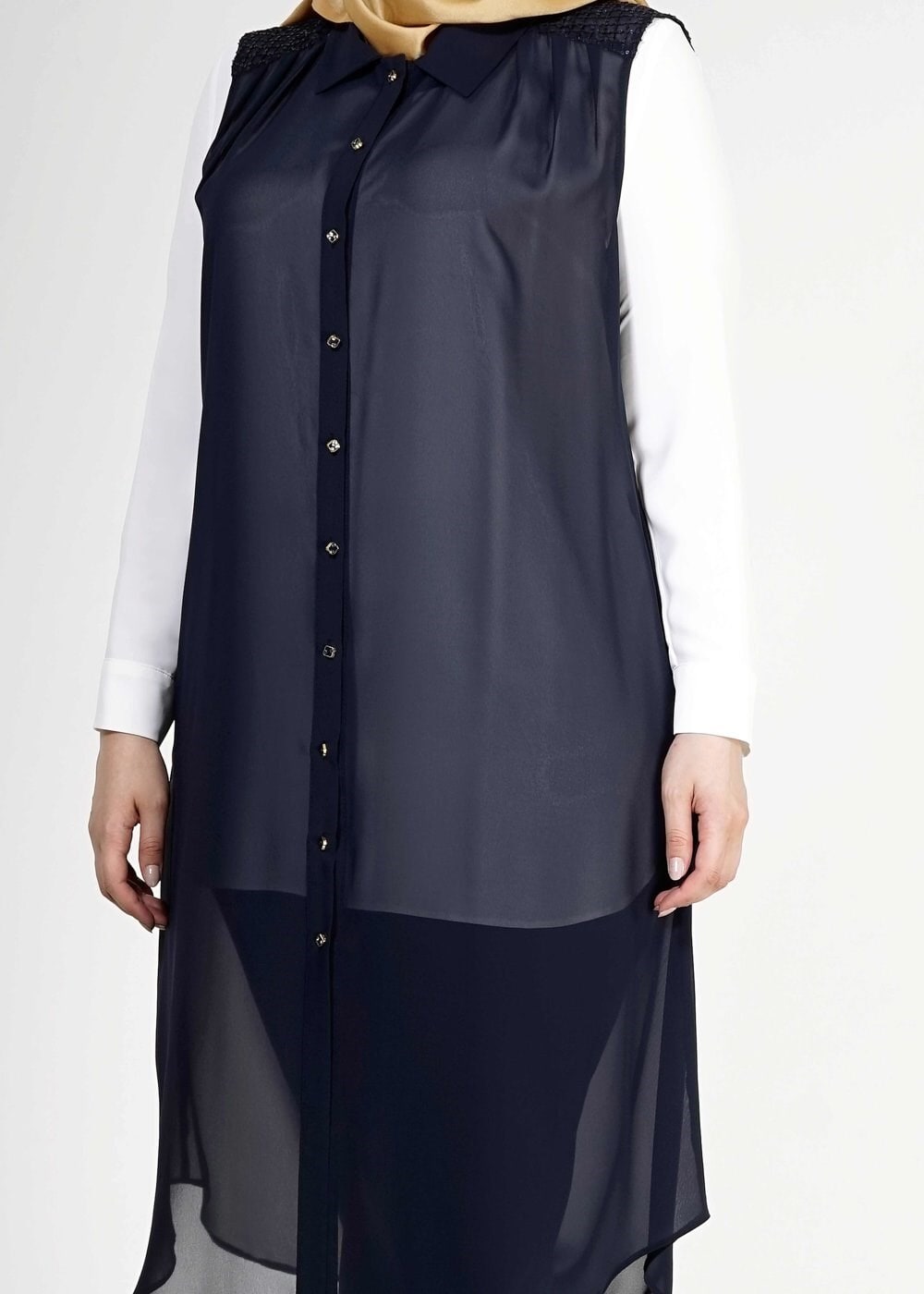 Tesettür giyim LACİVERT 2468 New Multi Tesettür Şifon Yelek