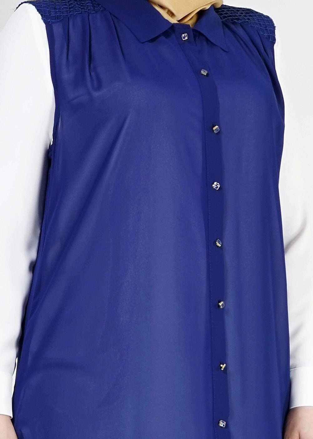 Tesettür giyim LACİVERT 2468 New Multi Tesettür Şifon Yelek