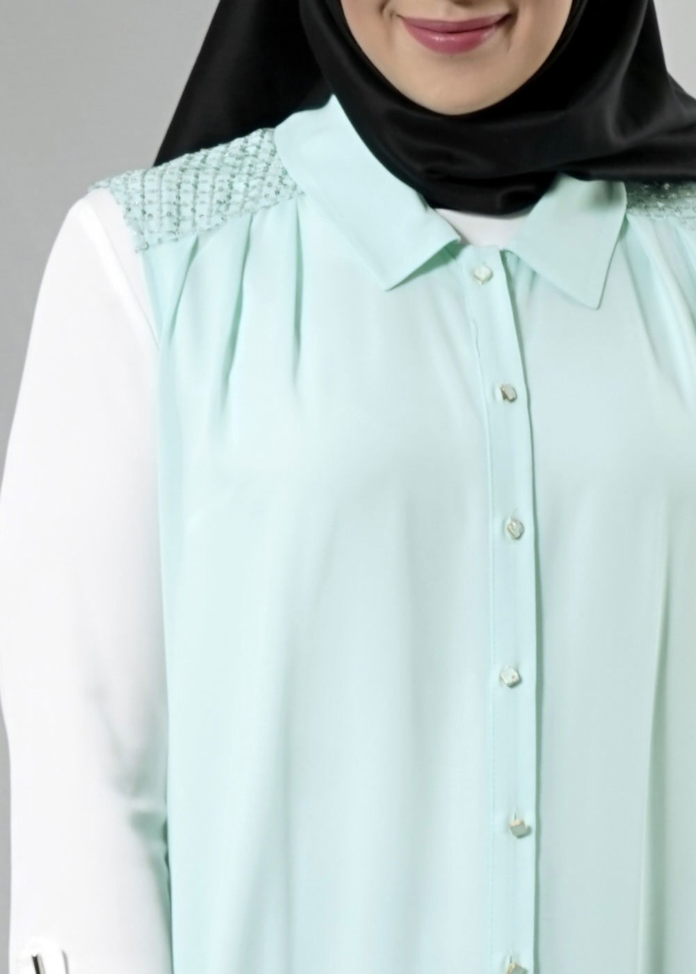 Tesettür giyim MAVİ 2468 New Multi Tesettür Şifon Yelek