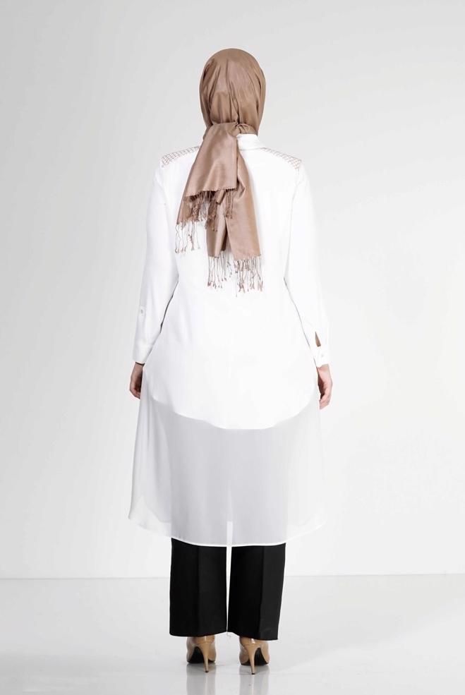 Hijab clothing WHITE 2468 New Multi Tesettür Şifon Yelek - ALVİNA