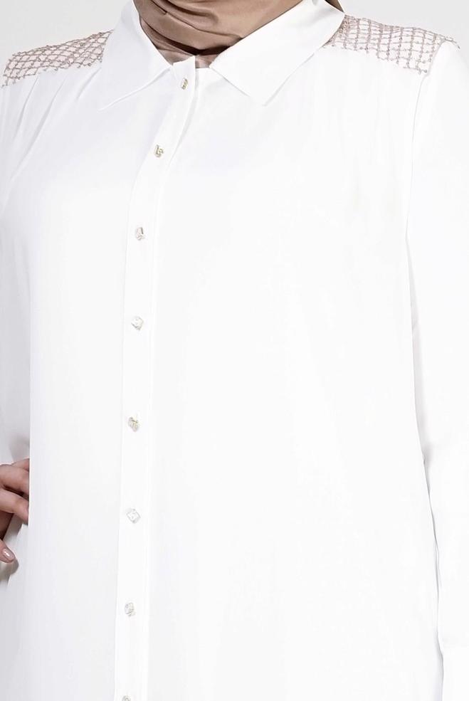 Hijab clothing WHITE 2468 New Multi Tesettür Şifon Yelek - ALVİNA