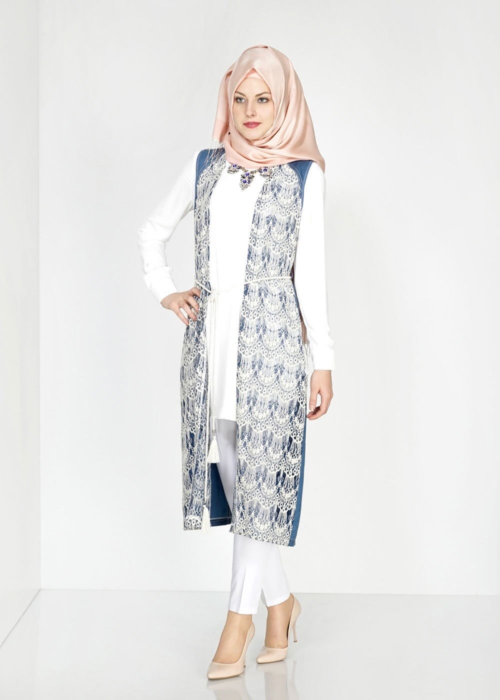 Tesettür giyim LACİVERT 4638 Lencia Tesettür Yelek