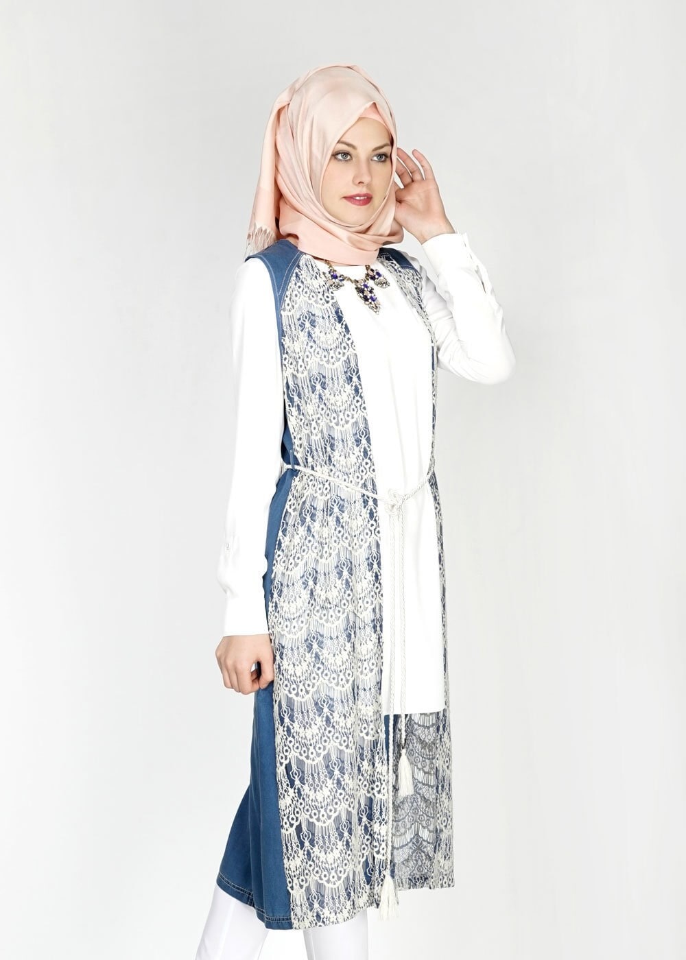 Tesettür giyim LACİVERT 4638 Lencia Tesettür Yelek