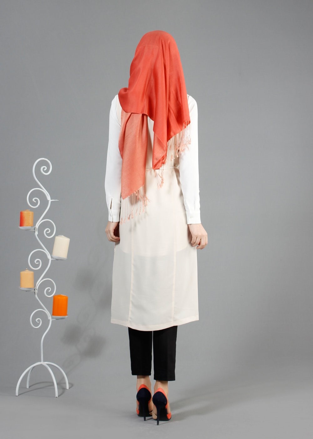 Vêtements hijab ÉCRUE 4644 İndila Tesettür Yelek