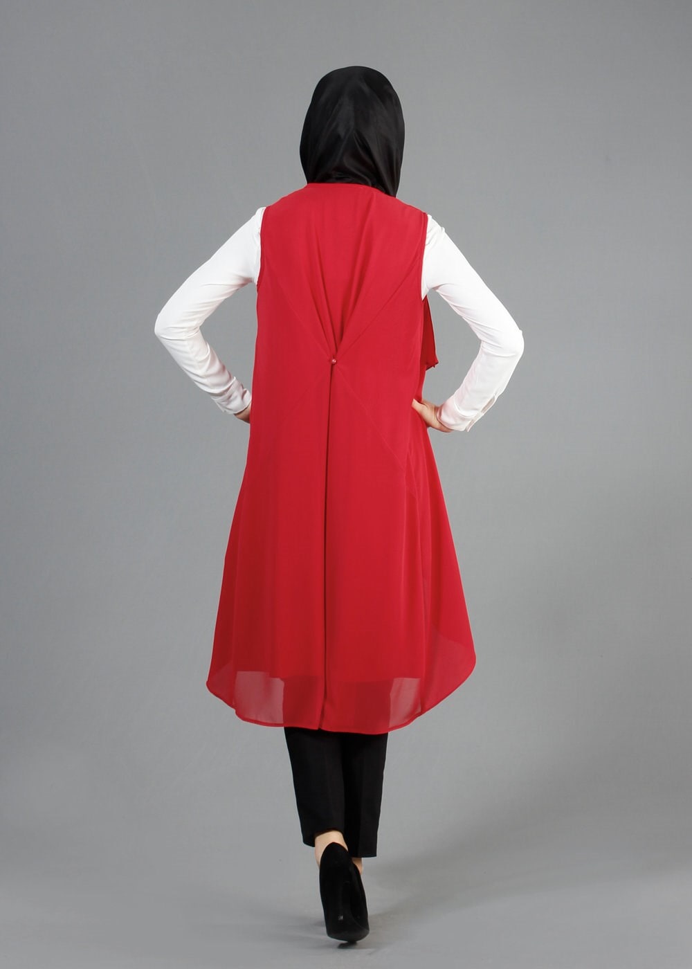 Tesettür giyim KIRMIZI 4645 SemiramisTesettür Yelek