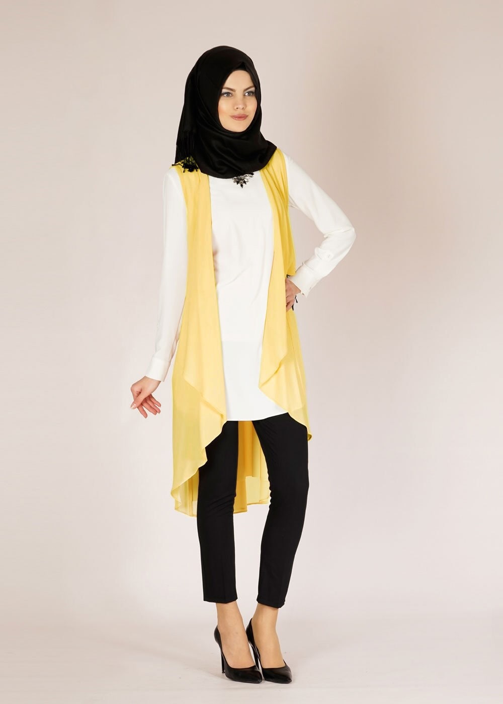 Tesettür giyim SARI 4645 SemiramisTesettür Yelek