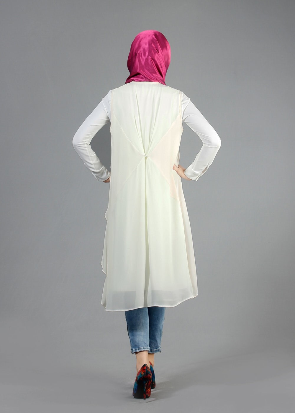 Tesettür giyim BEYAZ 4645 SemiramisTesettür Yelek