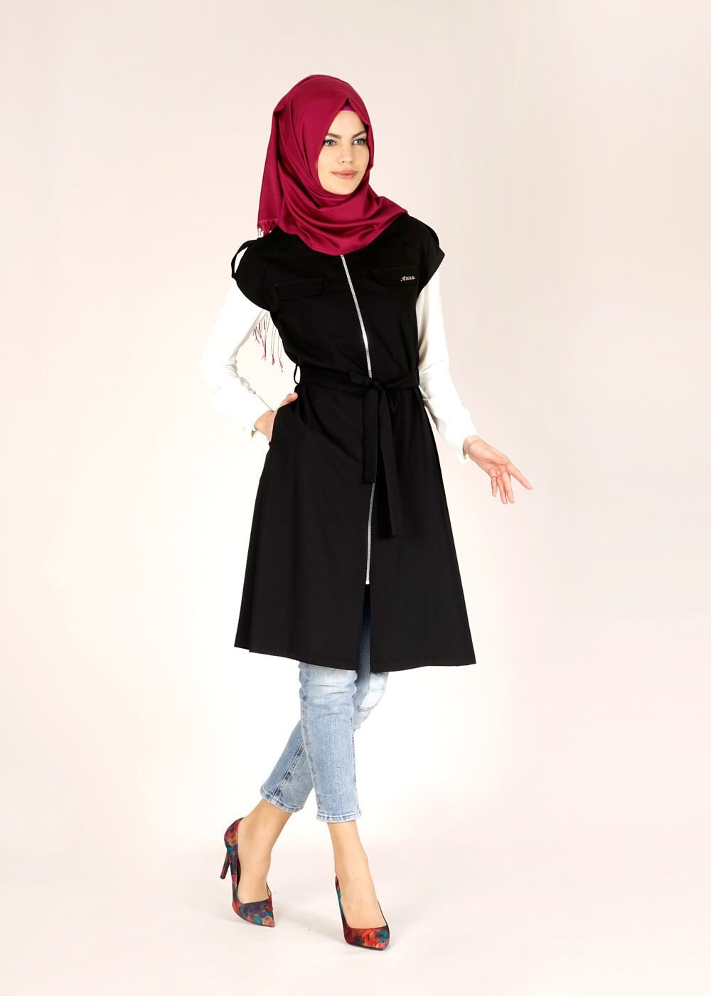 Tesettür giyim SİYAH 4661 Nazenin Tesettür Yelek