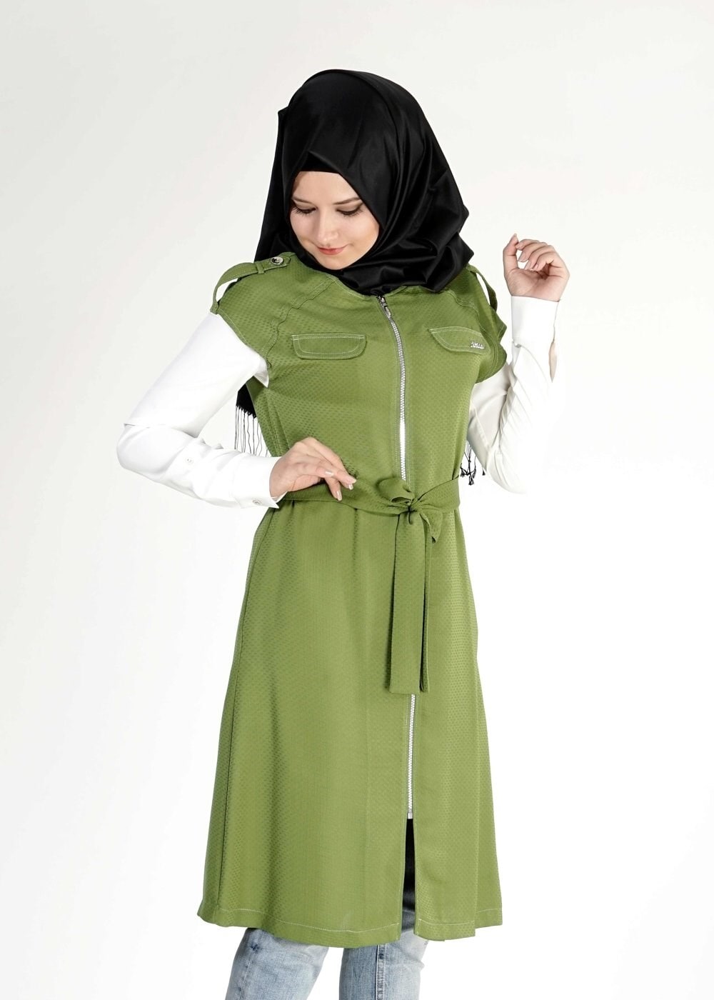 Tesettür giyim YEŞİL 4661 Nazenin Tesettür Yelek