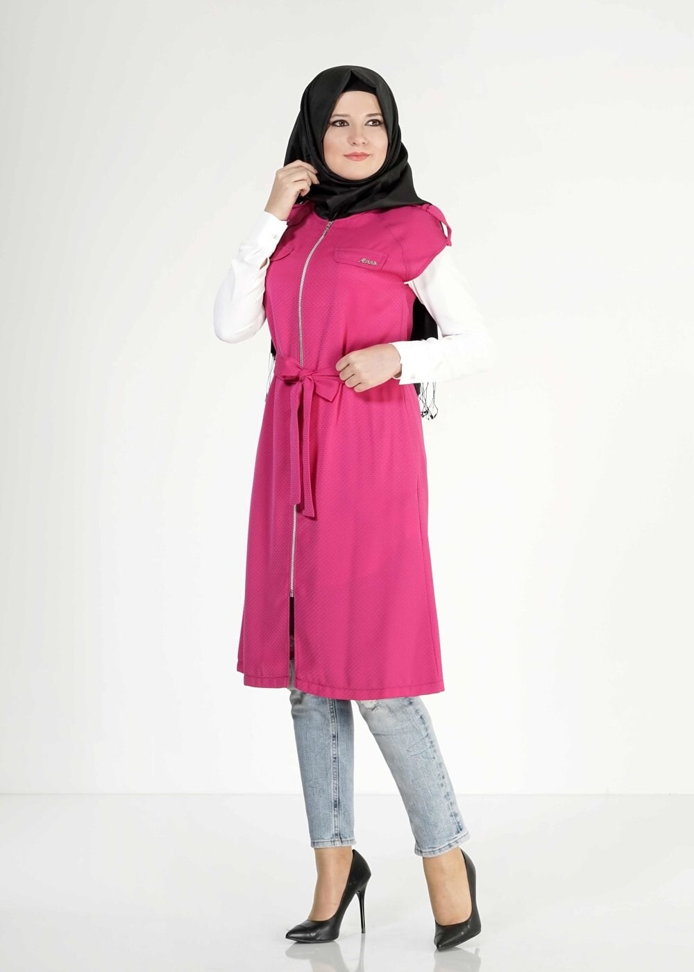 Tesettür giyim FUŞYA 4661 Nazenin Tesettür Yelek