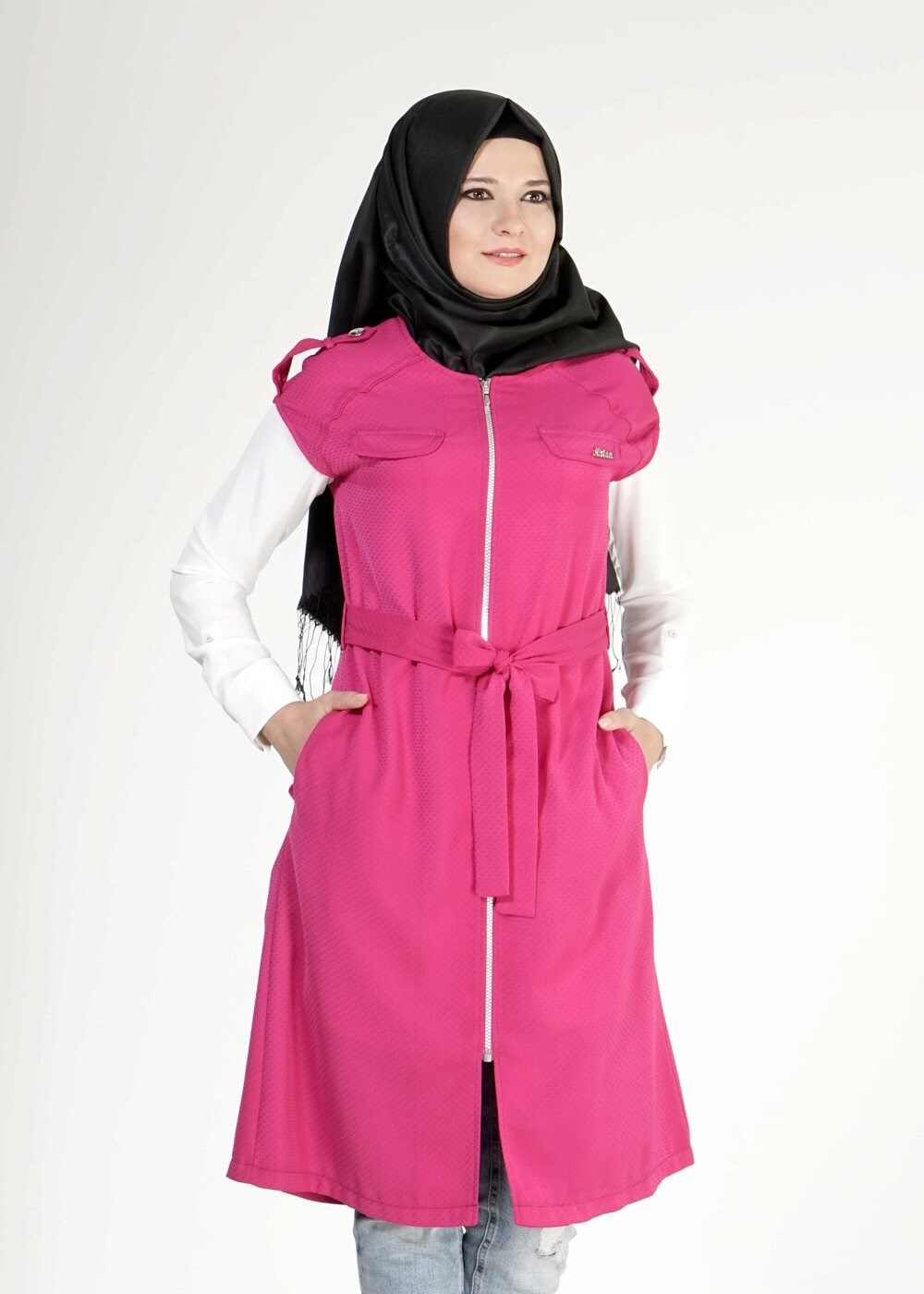 Tesettür giyim FUŞYA 4661 Nazenin Tesettür Yelek
