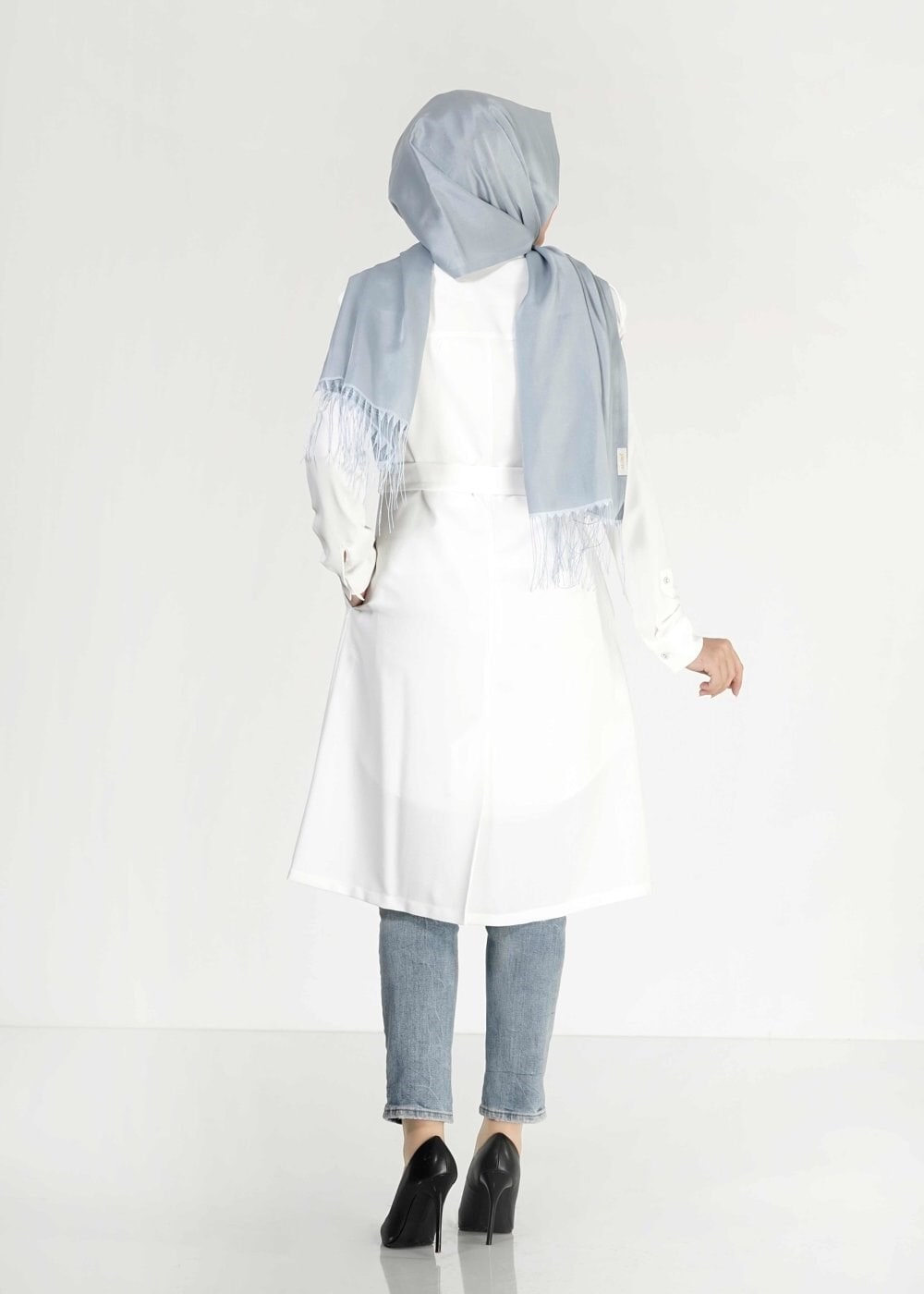 Tesettür giyim BEYAZ 4661 Nazenin Tesettür Yelek