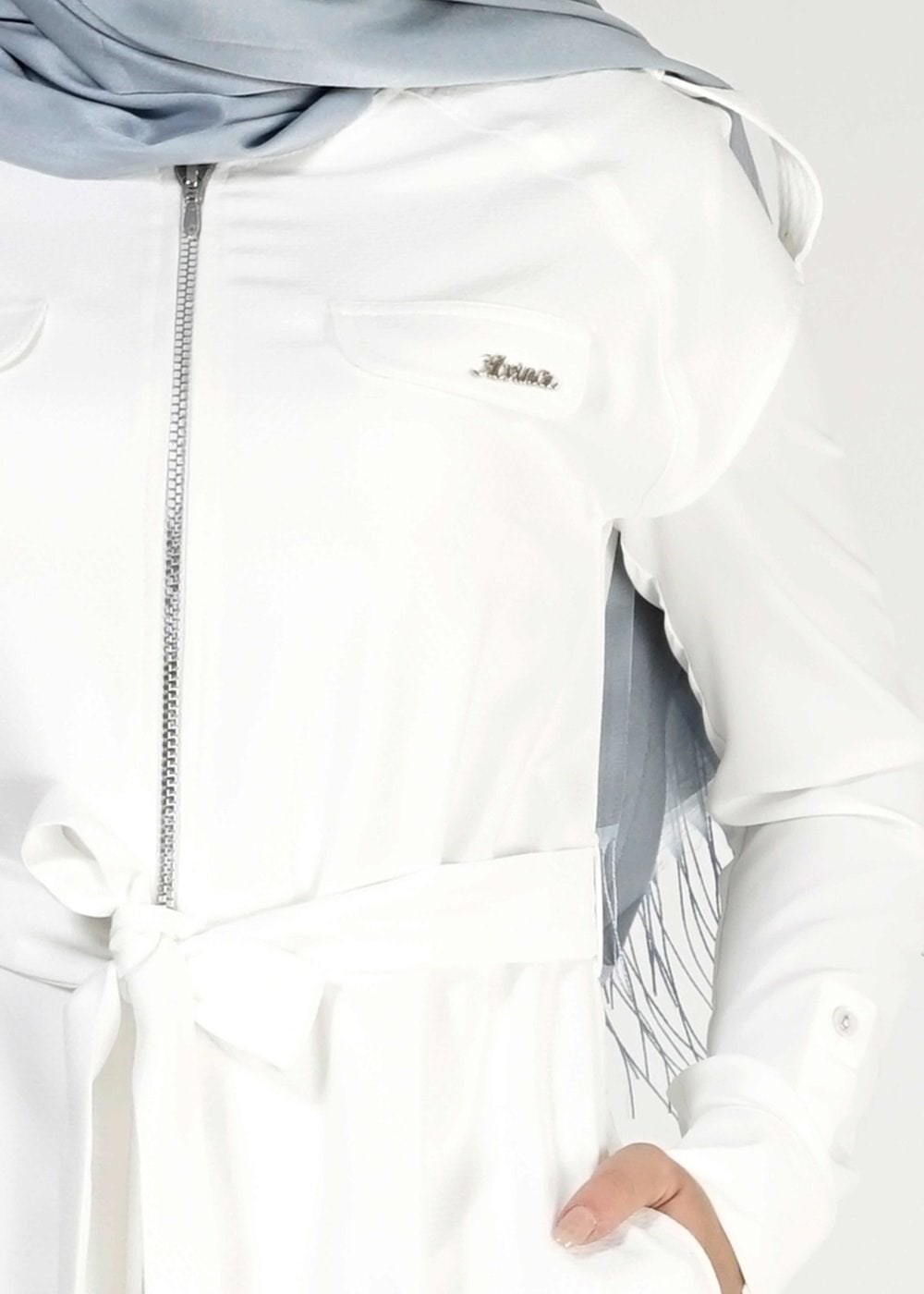 Tesettür giyim BEYAZ 4661 Nazenin Tesettür Yelek