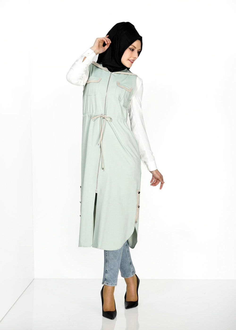 Tesettür giyim YEŞİL 4663 Berta Tesettür Yelek