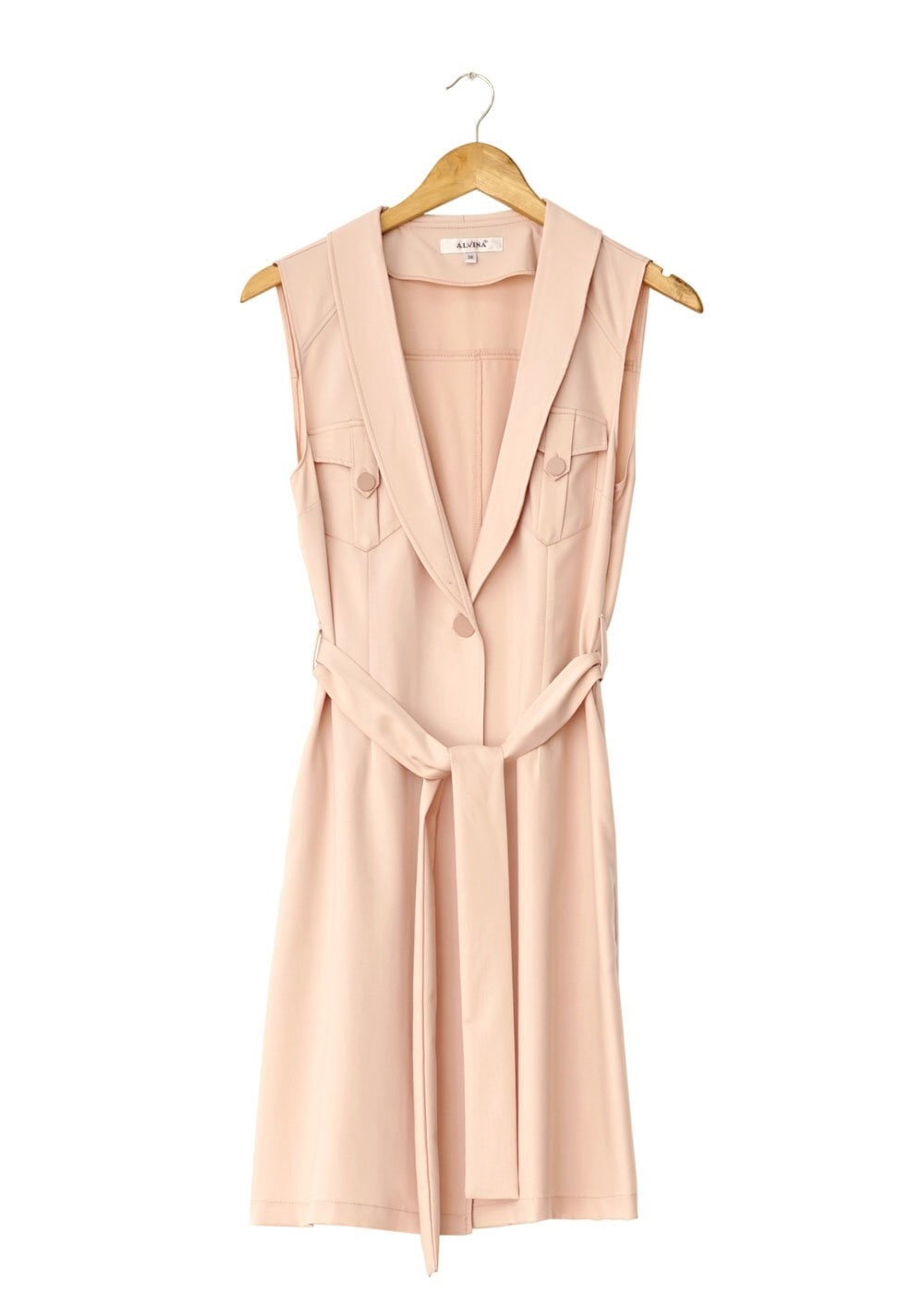 Tesettür giyim PUDRA CEP DETAYLI KUŞAKLI YELEK 4684 