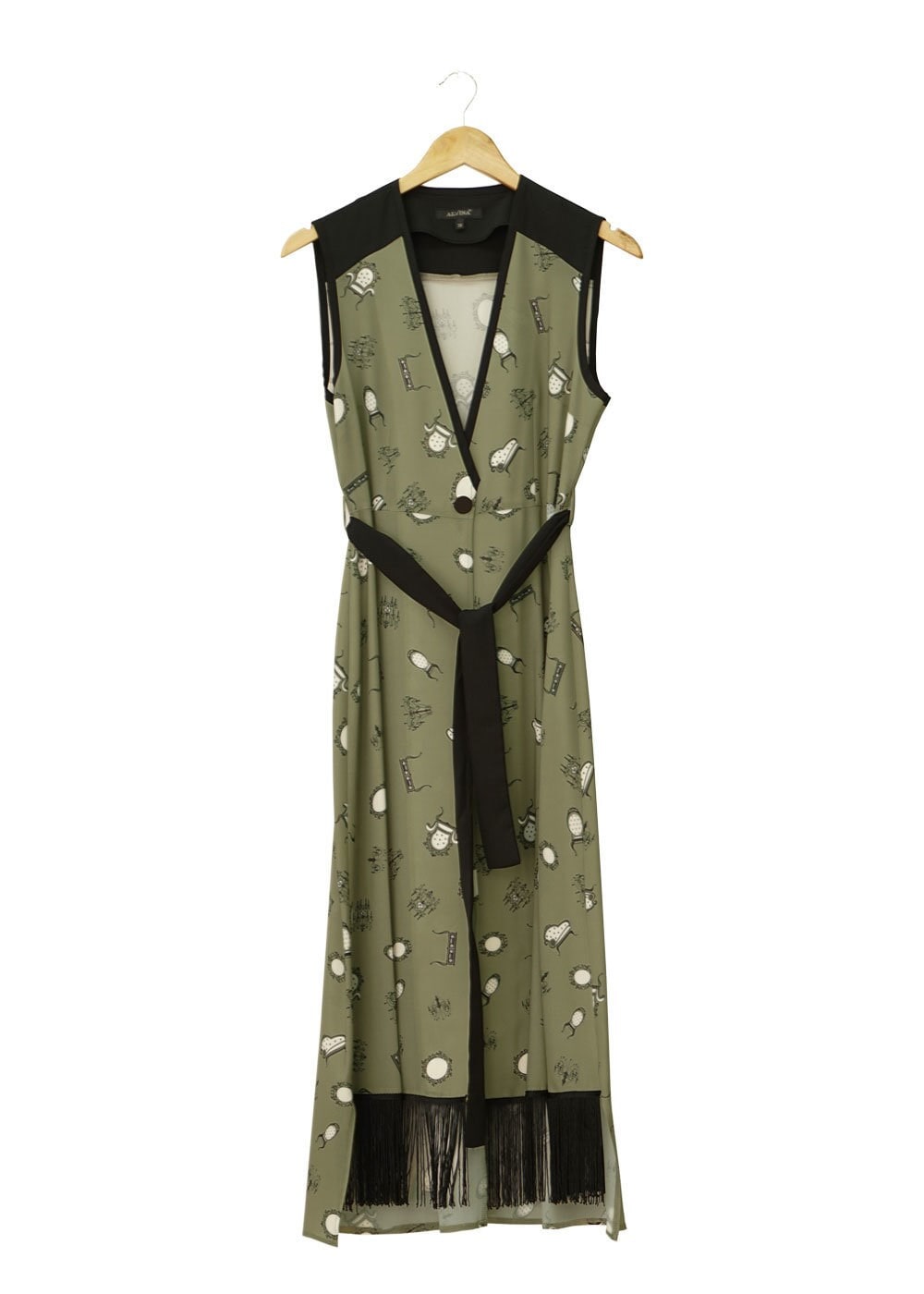 Tesettür giyim HAKİ DESENLİ PÜSKÜL DETAYLI YELEK 4695