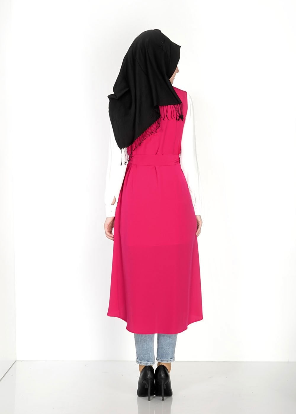 Tesettür giyim FUŞYA FERMUAR DETAYLI TAŞLI YELEK 4737