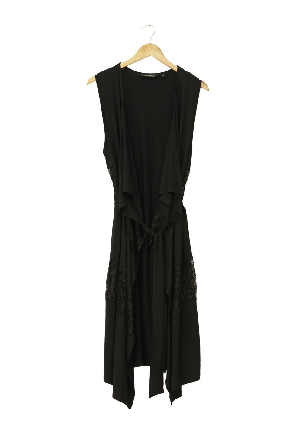 Tesettür giyim SİYAH DANTEL DETAYLI ASİMETRİK KESİM YELEK 4740