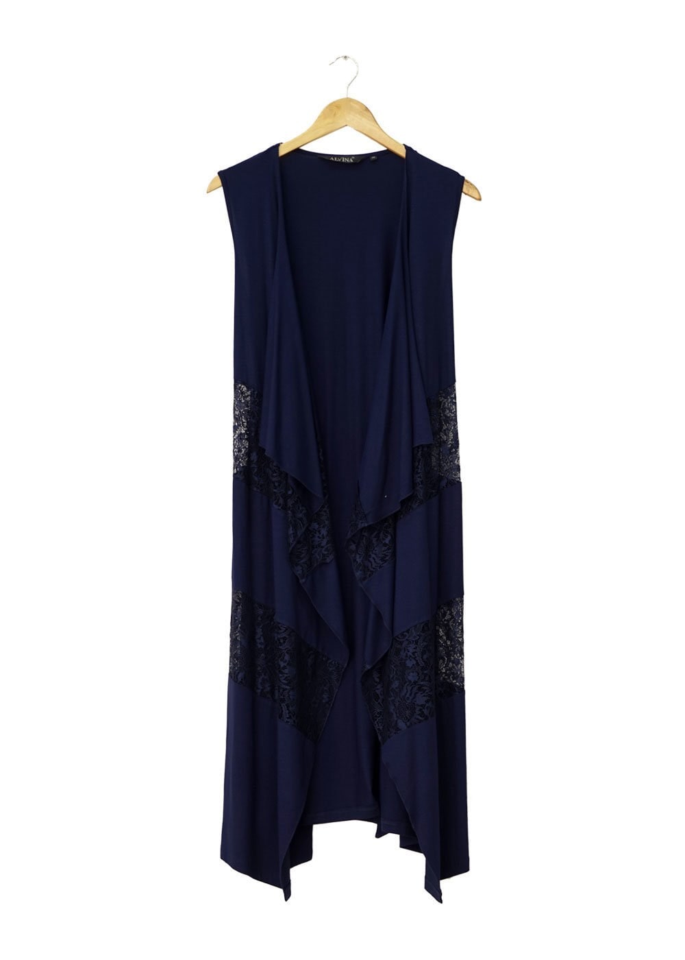 Tesettür giyim LACİVERT DANTEL DETAYLI ASİMETRİK KESİM YELEK 4740