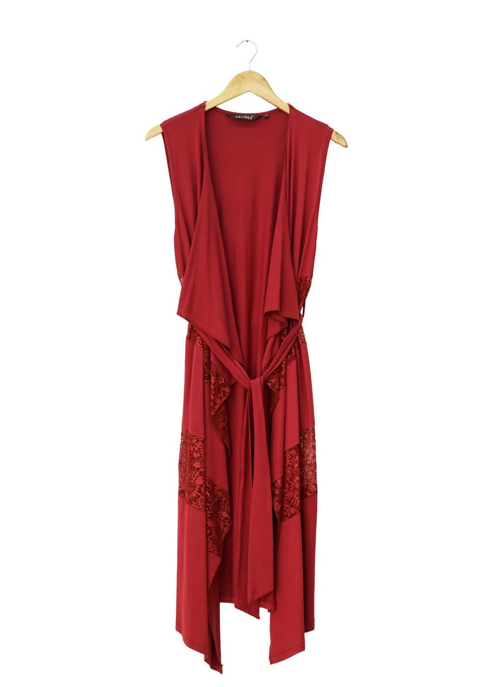 Tesettür giyim BORDO DANTEL DETAYLI ASİMETRİK KESİM YELEK 4740