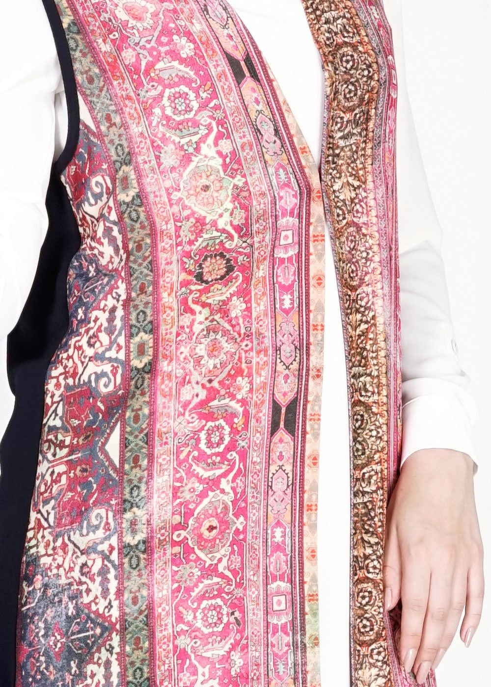 Tesettür giyim FUŞYA ETNİK DESENLİ PÜSKÜL DETAYLI YELEK 4764