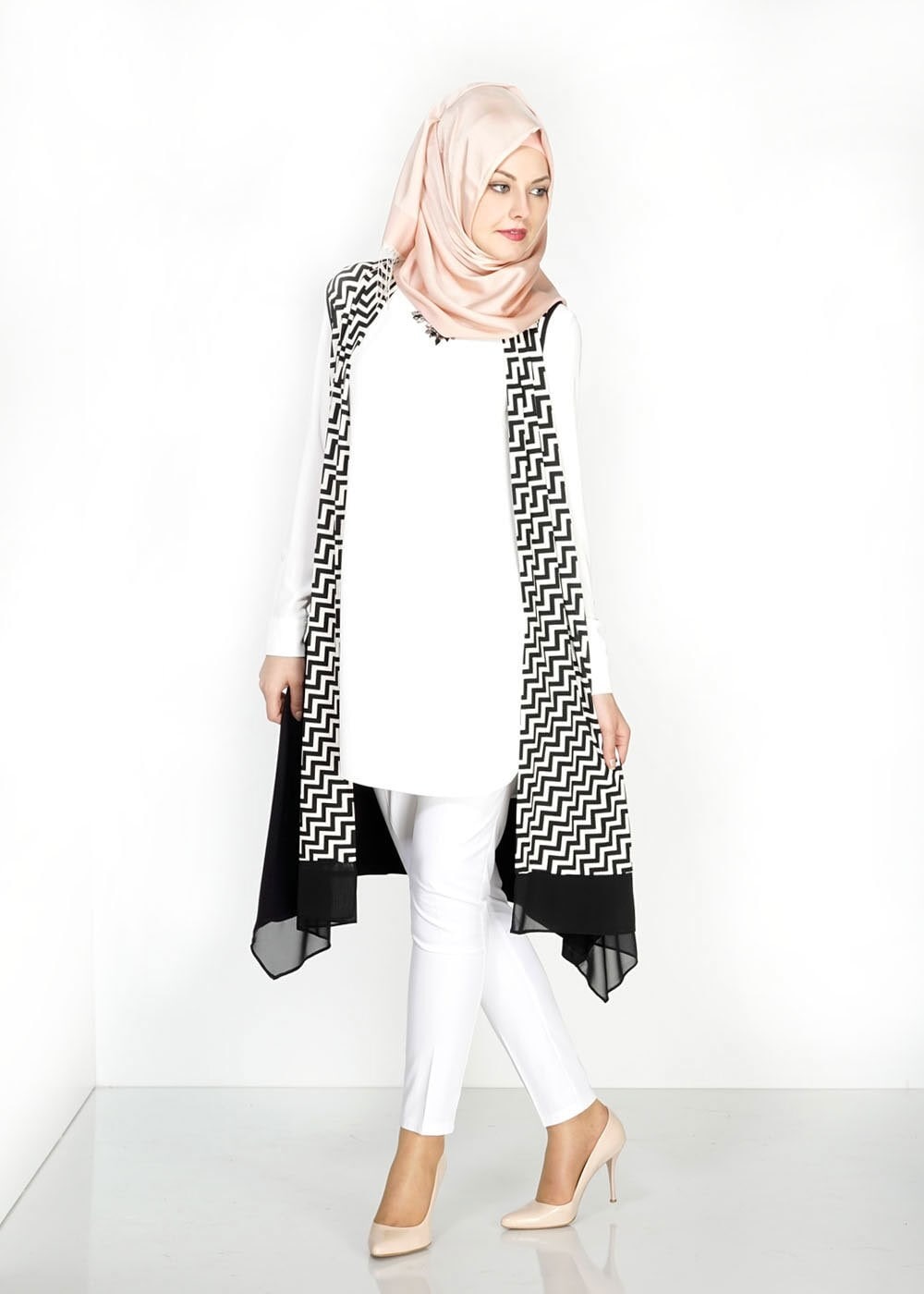 Tesettür giyim SİYAH 4793 Örme Crep Tesettür Yelek