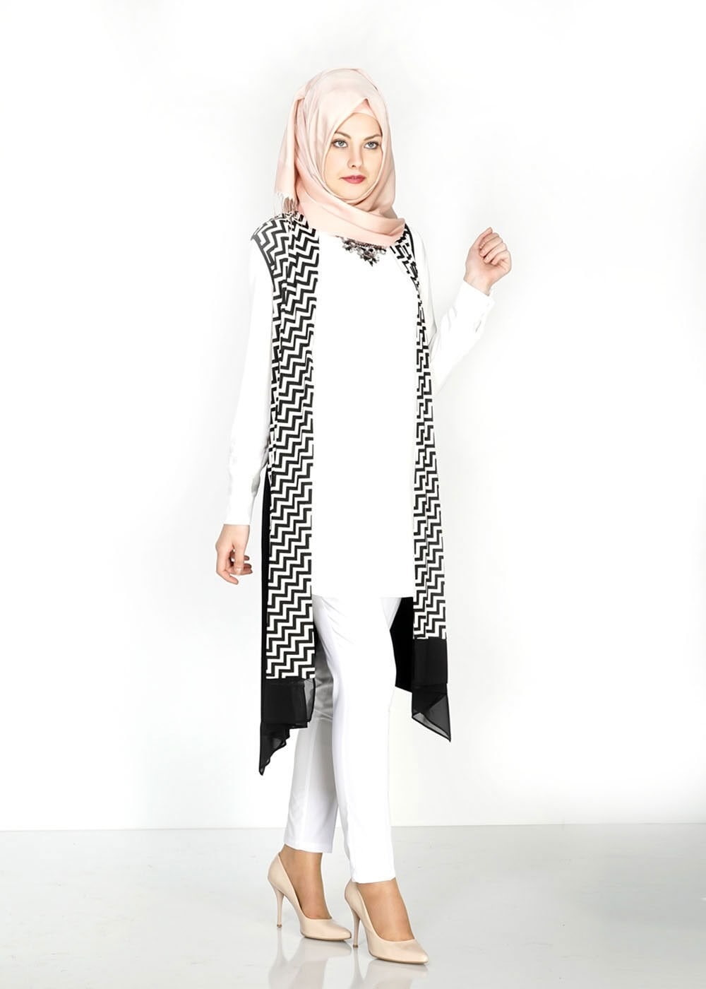 Tesettür giyim SİYAH 4793 Örme Crep Tesettür Yelek