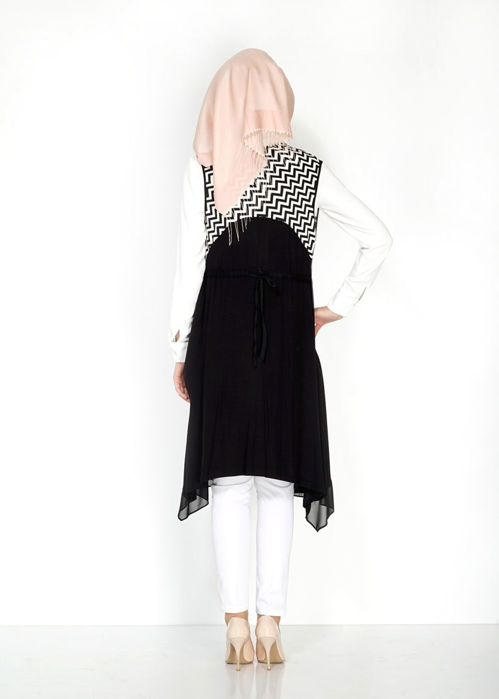 Tesettür giyim SİYAH 4793 Örme Crep Tesettür Yelek