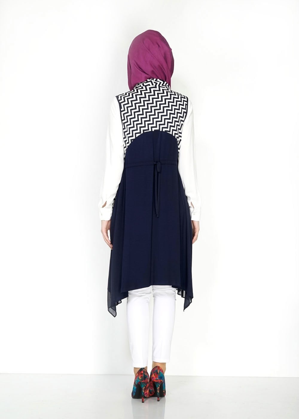 Tesettür giyim LACİVERT 4793 Örme Crep Tesettür Yelek