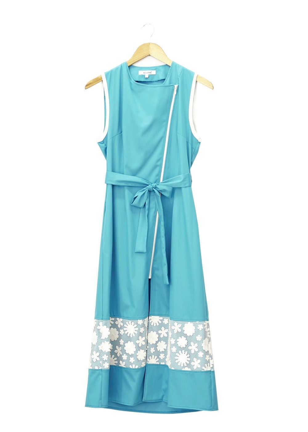 Tesettür giyim MAVİ ÇİÇEK DESENLİ FERMUARLI YELEK 4795