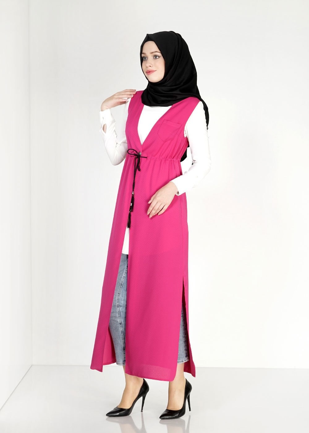 Tesettür giyim FUŞYA 4963 Beyza Tesettür Yelek