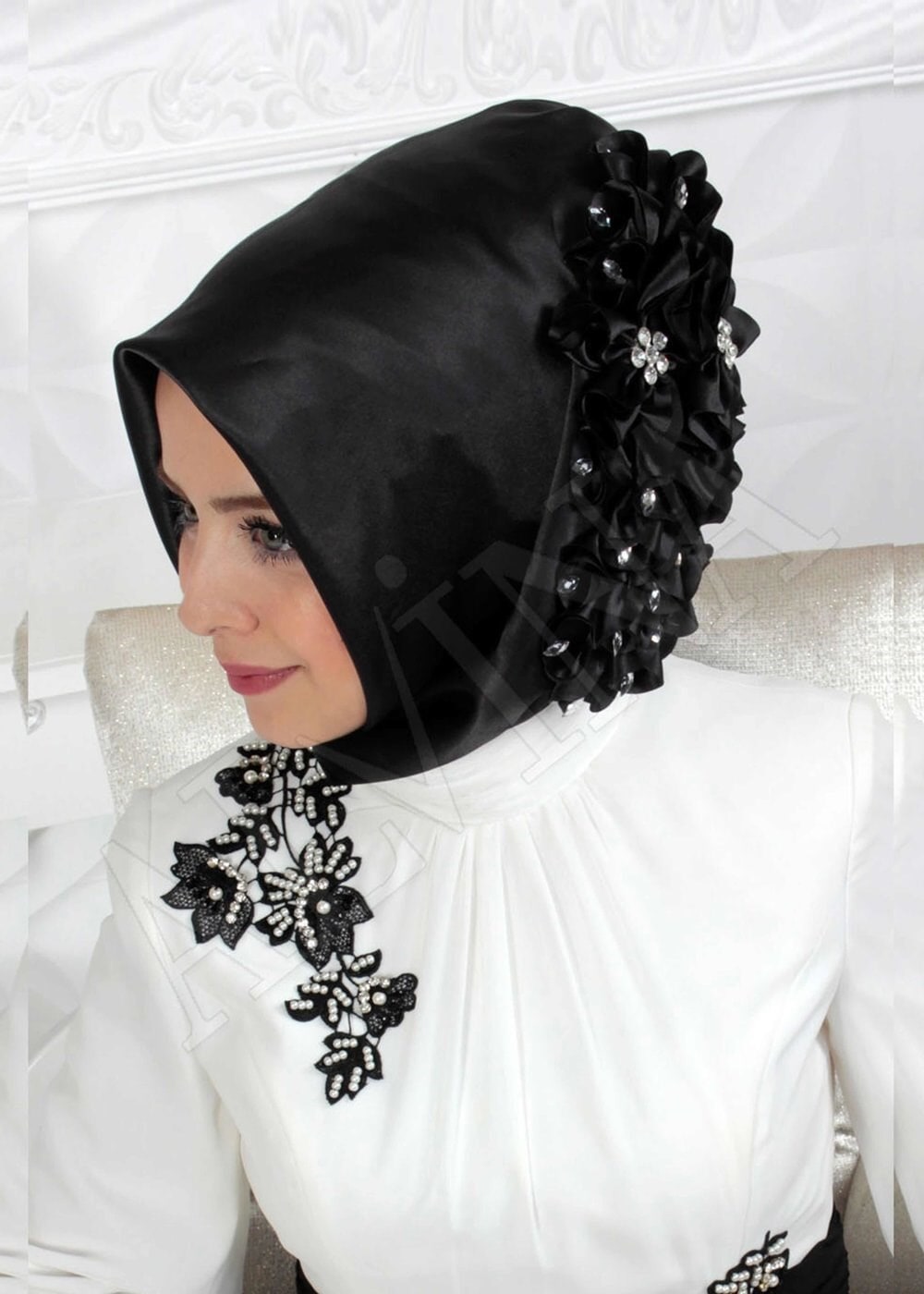 Vêtements hijab NOIR 101144 ALVİNA HAZIR EŞARP