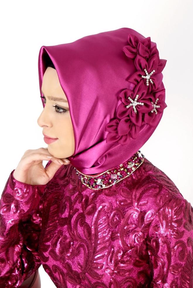 Vêtements hijab FUCHSIA ÉCHARPE INSTANTANÉE BRODÉE ALVINA GEM 106001 - ALVİNA
