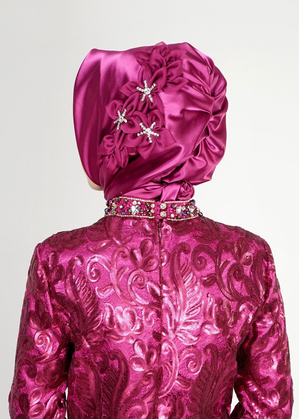 Tesettür giyim FUŞYA ALVİNA TAŞ İŞLEMELİ HAZIR EŞARP 106001