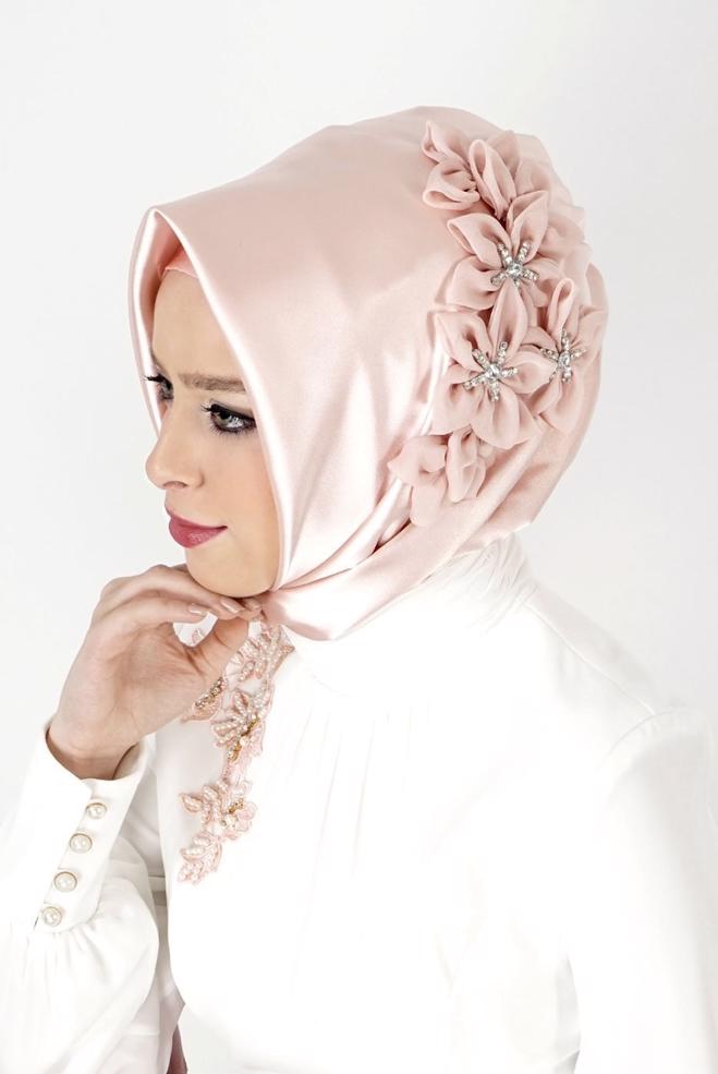 Vêtements hijab POUDRE ÉCHARPE INSTANTANÉE BRODÉE ALVINA GEM 106001 - ALVİNA
