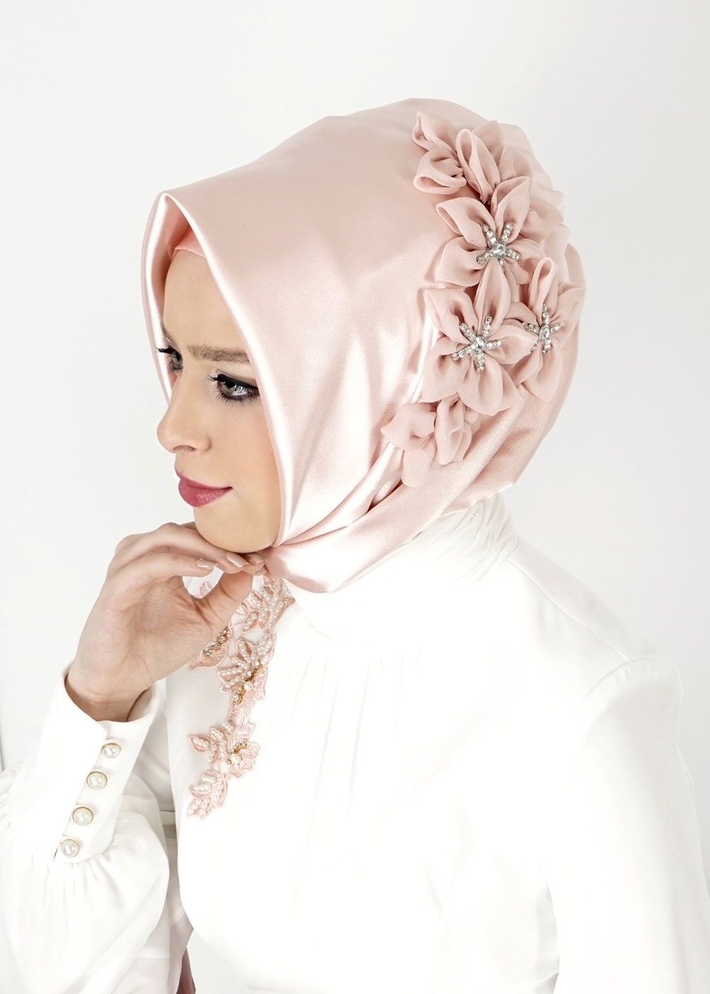 Vêtements hijab POUDRE ÉCHARPE INSTANTANÉE BRODÉE ALVINA GEM 106001