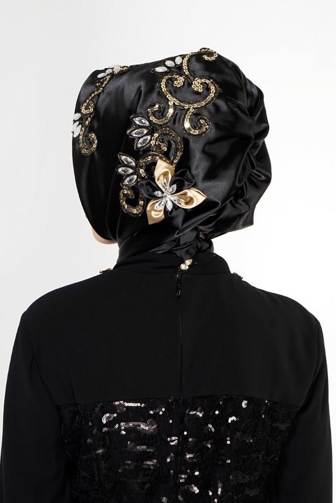 Vêtements hijab NOIR ÉCHARPE INSTANTANÉE À SEQUINS ALVINA 106021 - ALVİNA