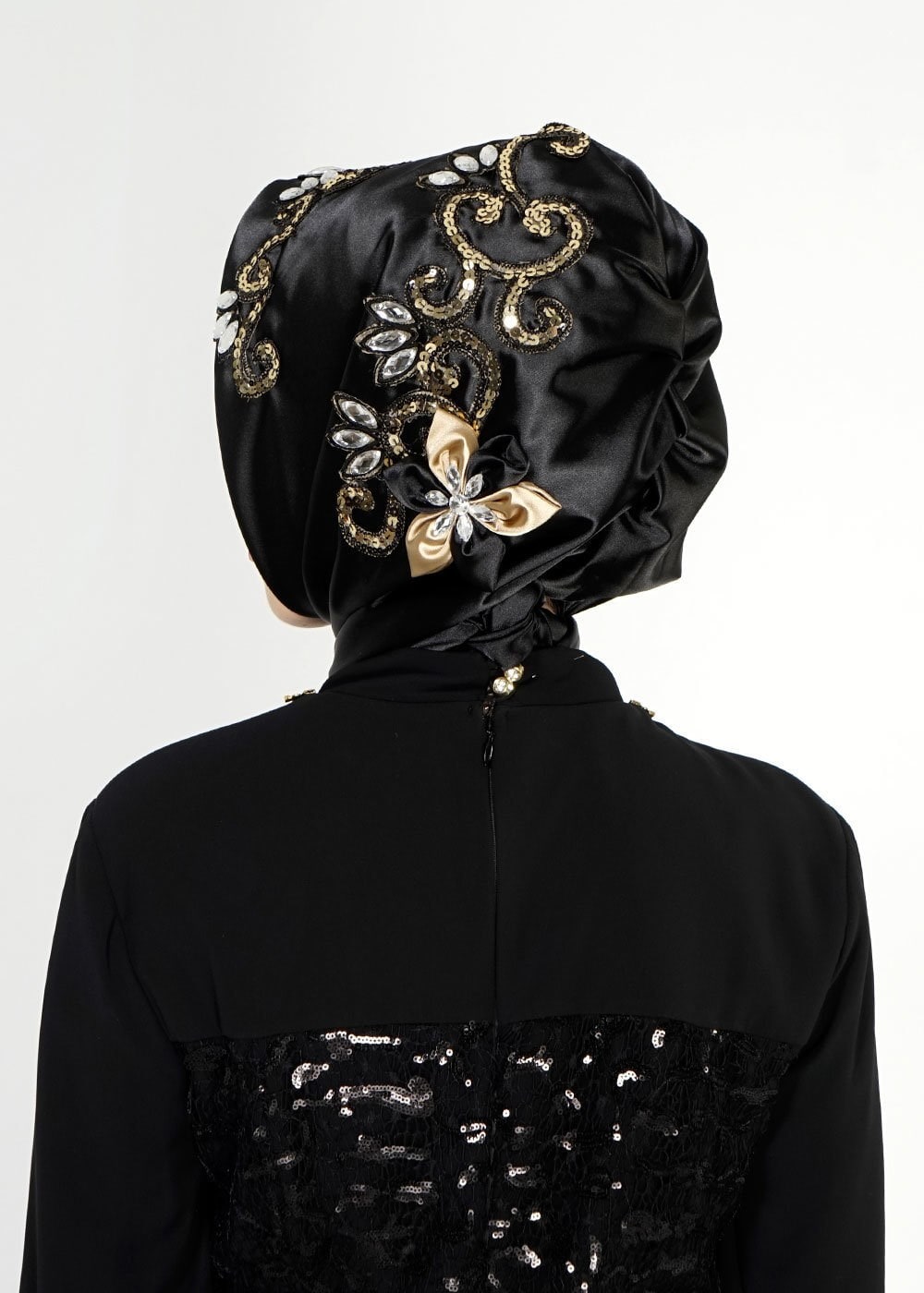 Tesettür giyim SİYAH ALVİNA PUL PAYET İŞLEMELİ HAZIR EŞARP 106021