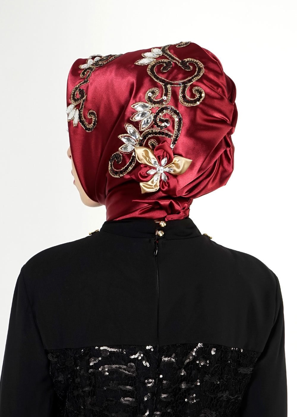 Hijab clothing CLARET RED ALVINA SEQUINED INSTANT SCARF 106021