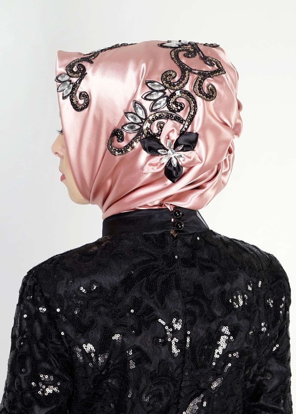 Tesettür giyim PUDRA ALVİNA PUL PAYET İŞLEMELİ HAZIR EŞARP 106021