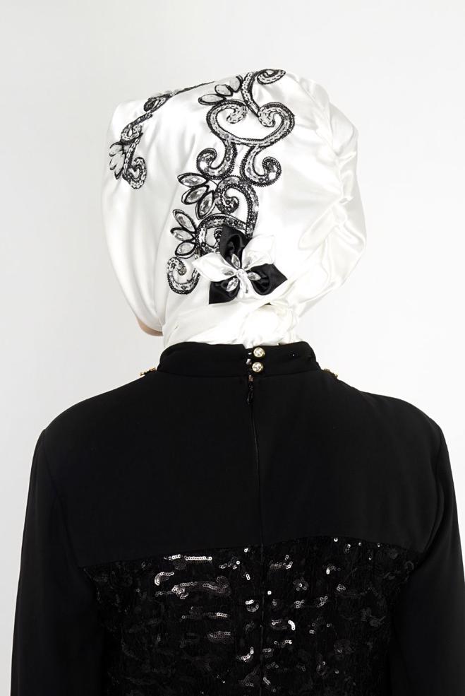 Vêtements hijab BLANC ÉCHARPE INSTANTANÉE À SEQUINS ALVINA 106021 - ALVİNA