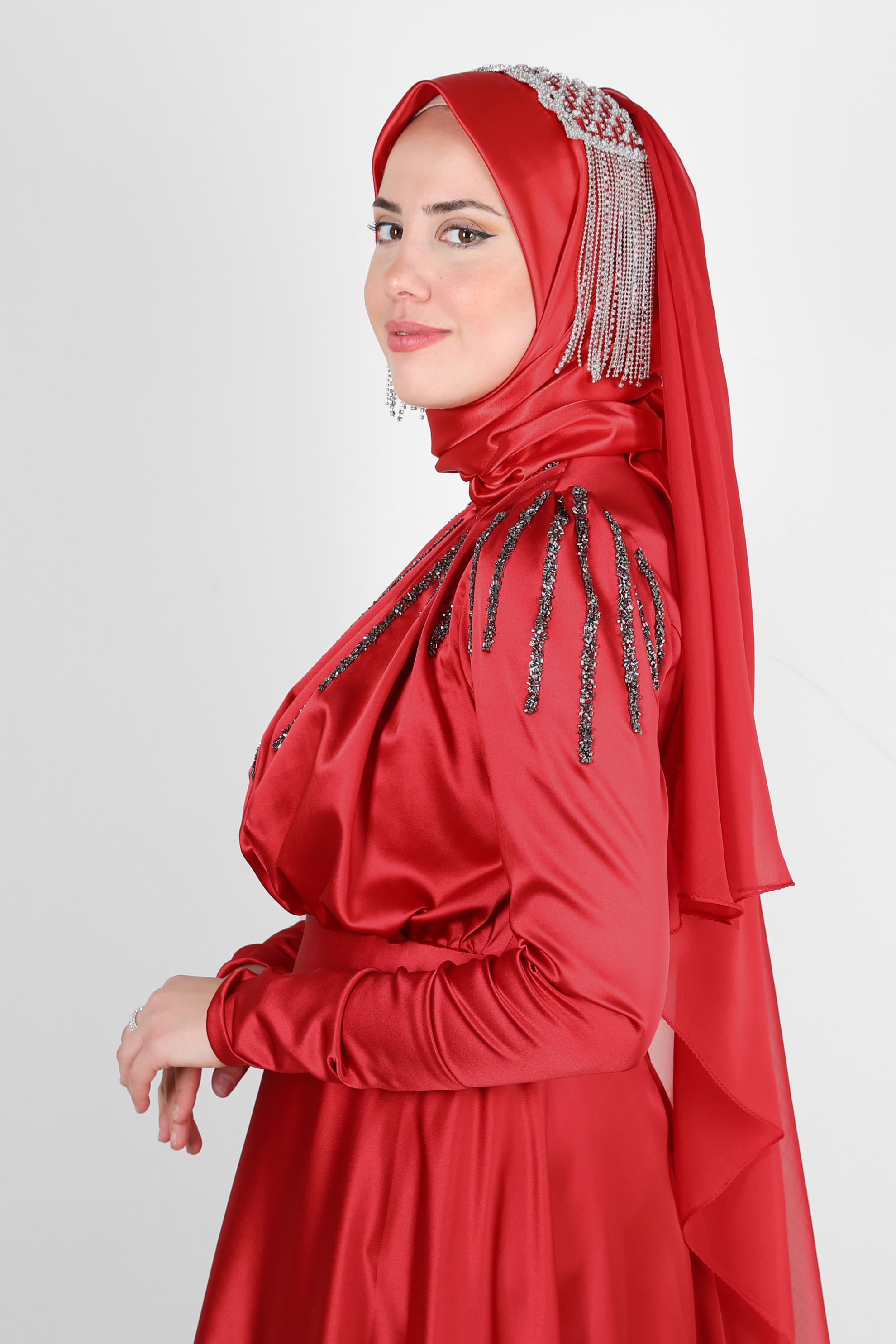 Vêtements hijab ROUGE 106031 Alvina Hazır Eşarp